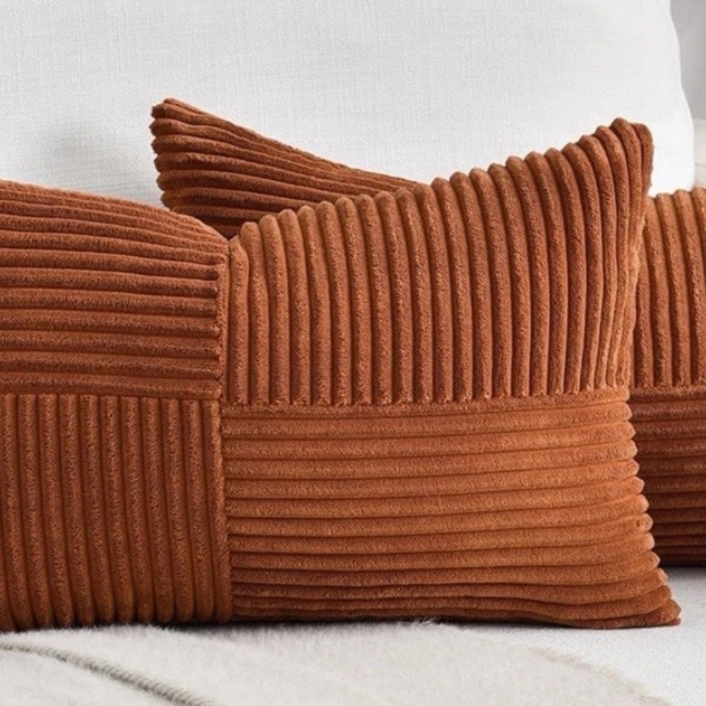 Fancy Homi 2-Pack Rust Boho Decorative Throw Pillow Covers 12x20 Inch for Couch